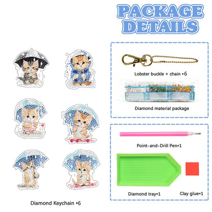 Double Sided Special Shape Animals Diamond Art Craft Keychain for Party Supplies