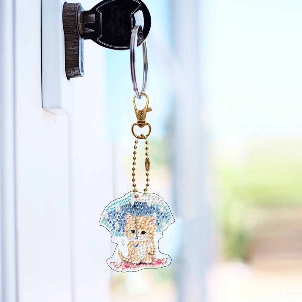 Double Sided Special Shape Animals Diamond Art Craft Keychain for Party Supplies