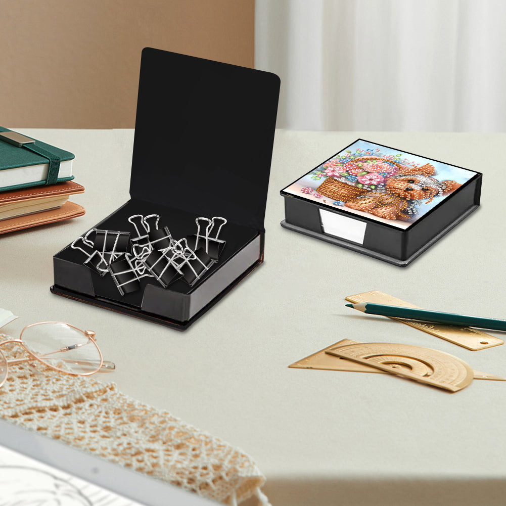 Leather Animals Diamond Painting Notecard Box Flowers Gem Art Sticky Note Holder