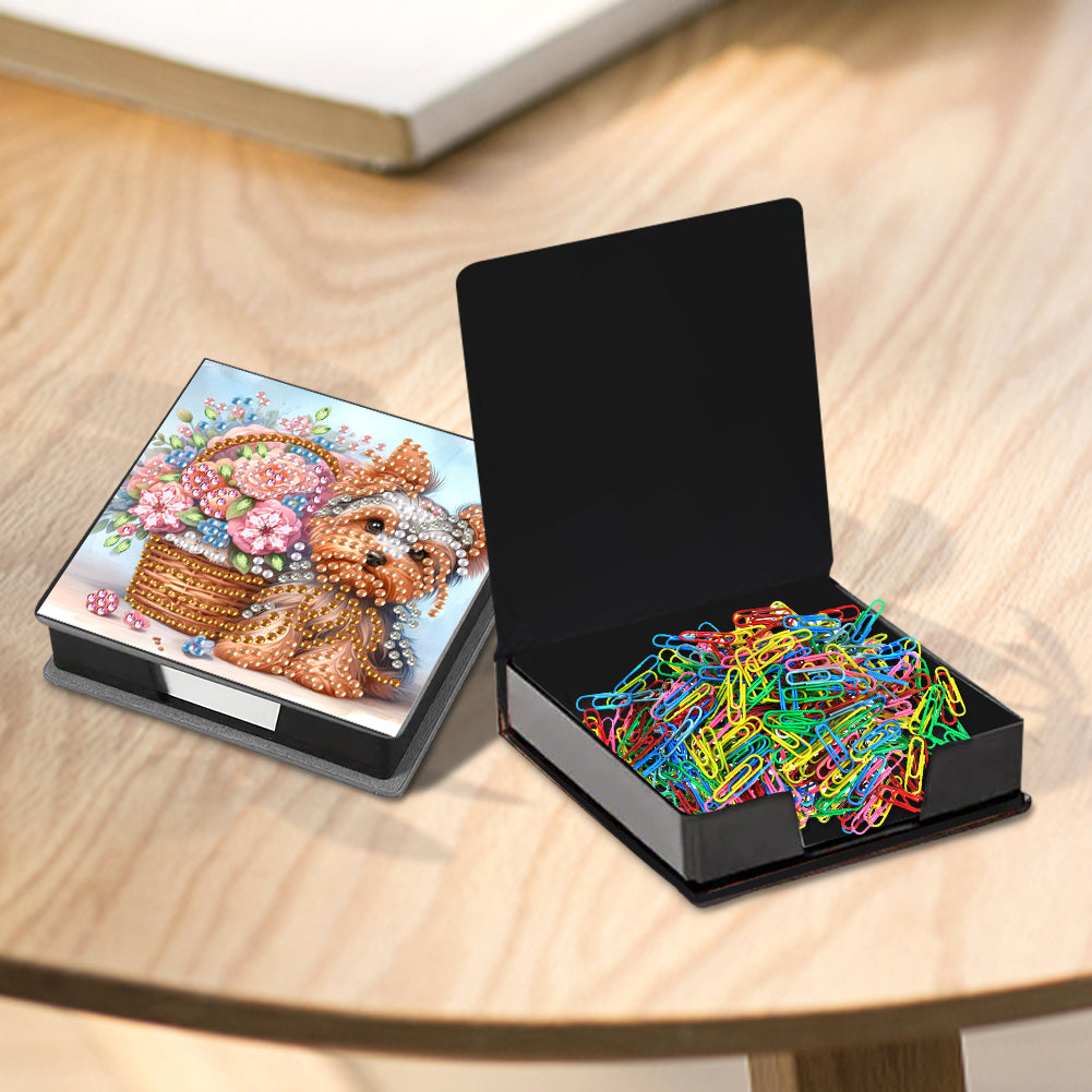 Leather Animals Diamond Painting Notecard Box Flowers Gem Art Sticky Note Holder