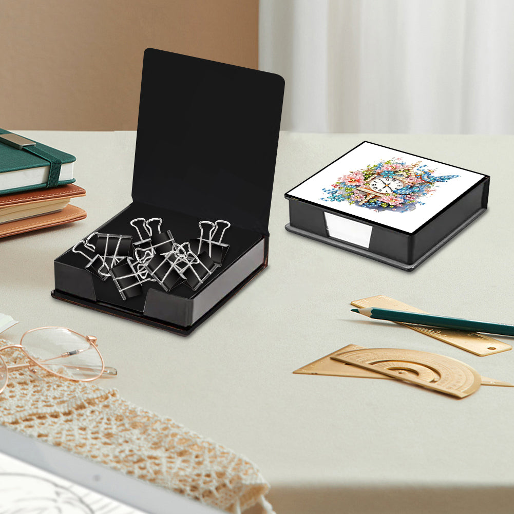 Leather Animals Diamond Painting Notecard Box Flowers Gem Art Sticky Note Holder