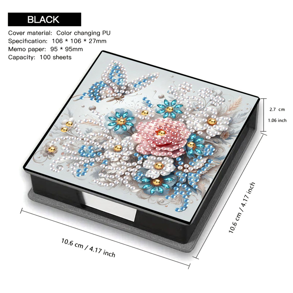 Leather Animals Diamond Painting Notecard Box Flowers Gem Art Sticky Note Holder