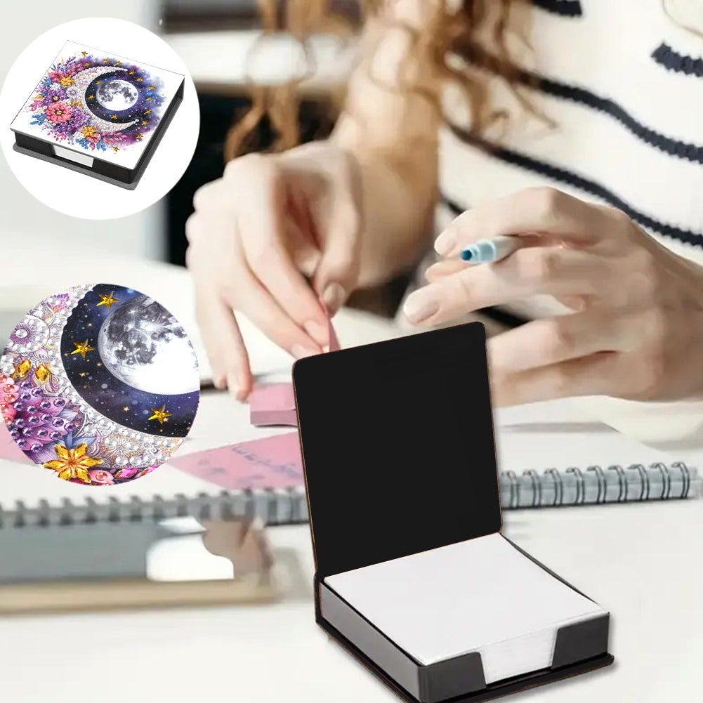 Leather Animals Diamond Painting Notecard Box Flowers Gem Art Sticky Note Holder
