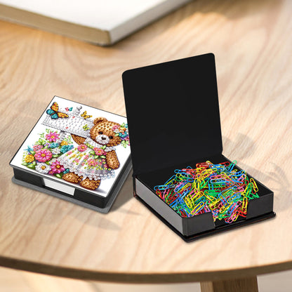Leather Animals Diamond Painting Notecard Box Flowers Gem Art Sticky Note Holder