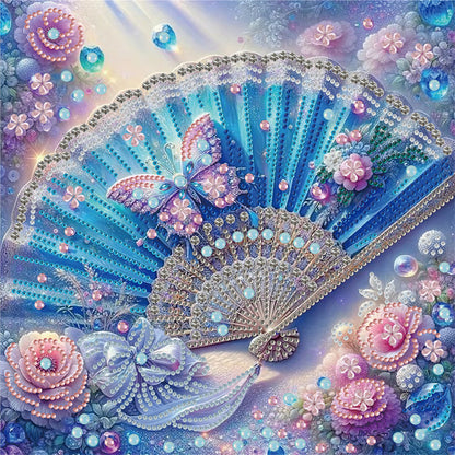 Fan And Flower - Special Shaped Drill Diamond Painting 30*30CM