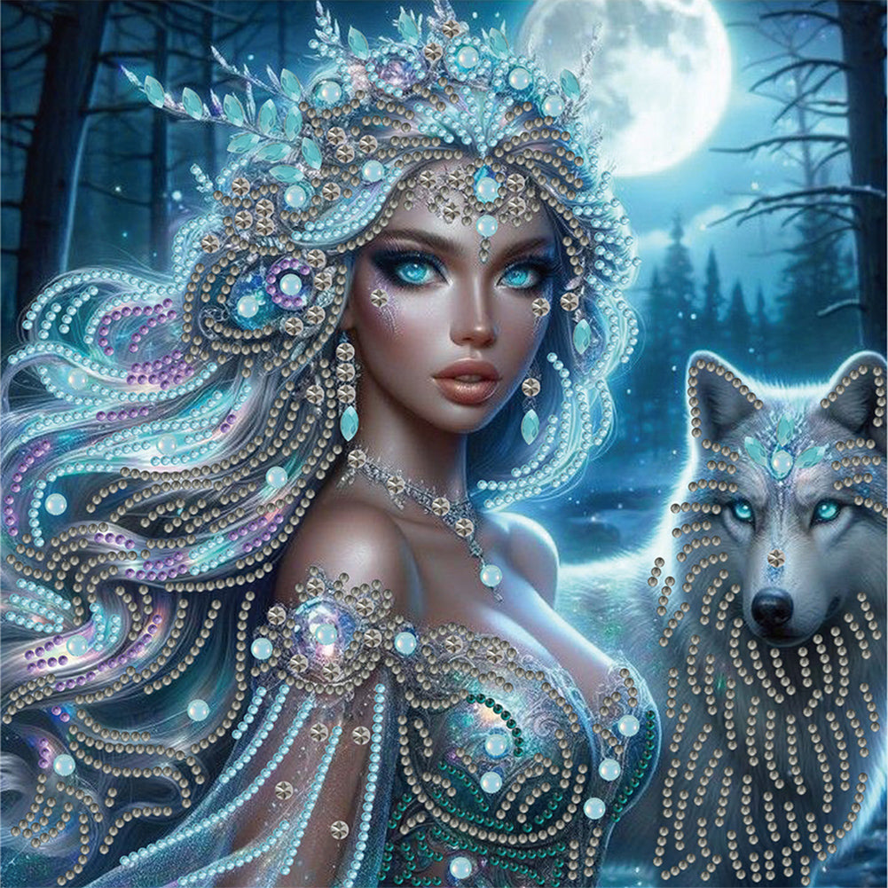 Wolf And Girl - Special Shaped Drill Diamond Painting 30*30CM