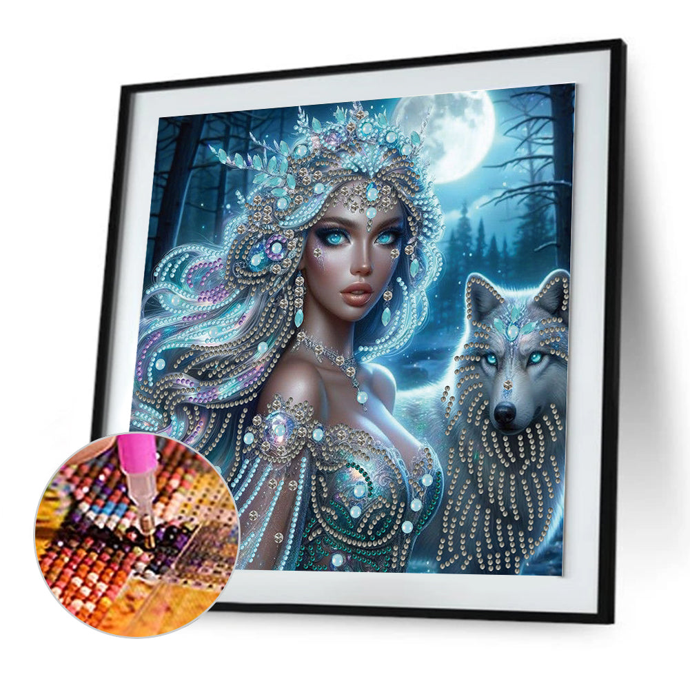 Wolf And Girl - Special Shaped Drill Diamond Painting 30*30CM