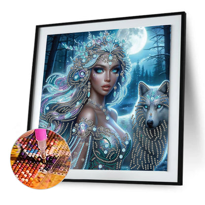 Wolf And Girl - Special Shaped Drill Diamond Painting 30*30CM