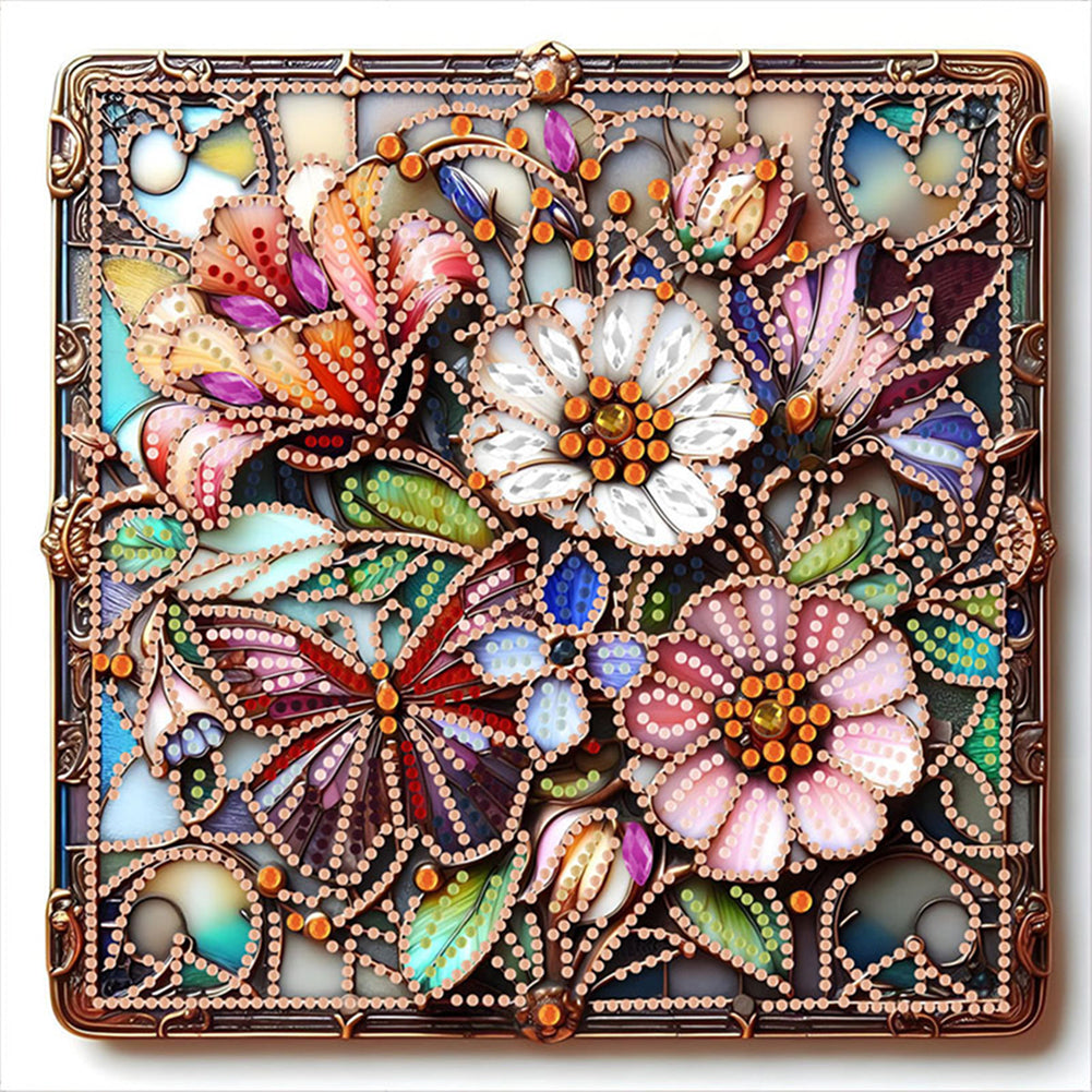 Metallic Flower - Special Shaped Drill Diamond Painting 30*30CM
