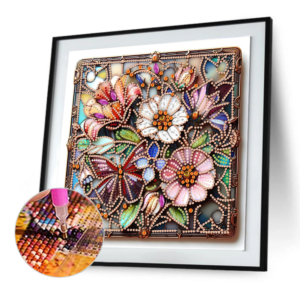 Metallic Flower - Special Shaped Drill Diamond Painting 30*30CM
