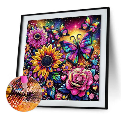 Butterfly Flower - Special Shaped Drill Diamond Painting 30*30CM