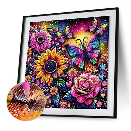 Butterfly Flower - Special Shaped Drill Diamond Painting 30*30CM