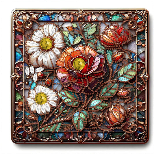 Glass Flower - Special Shaped Drill Diamond Painting 30*30CM
