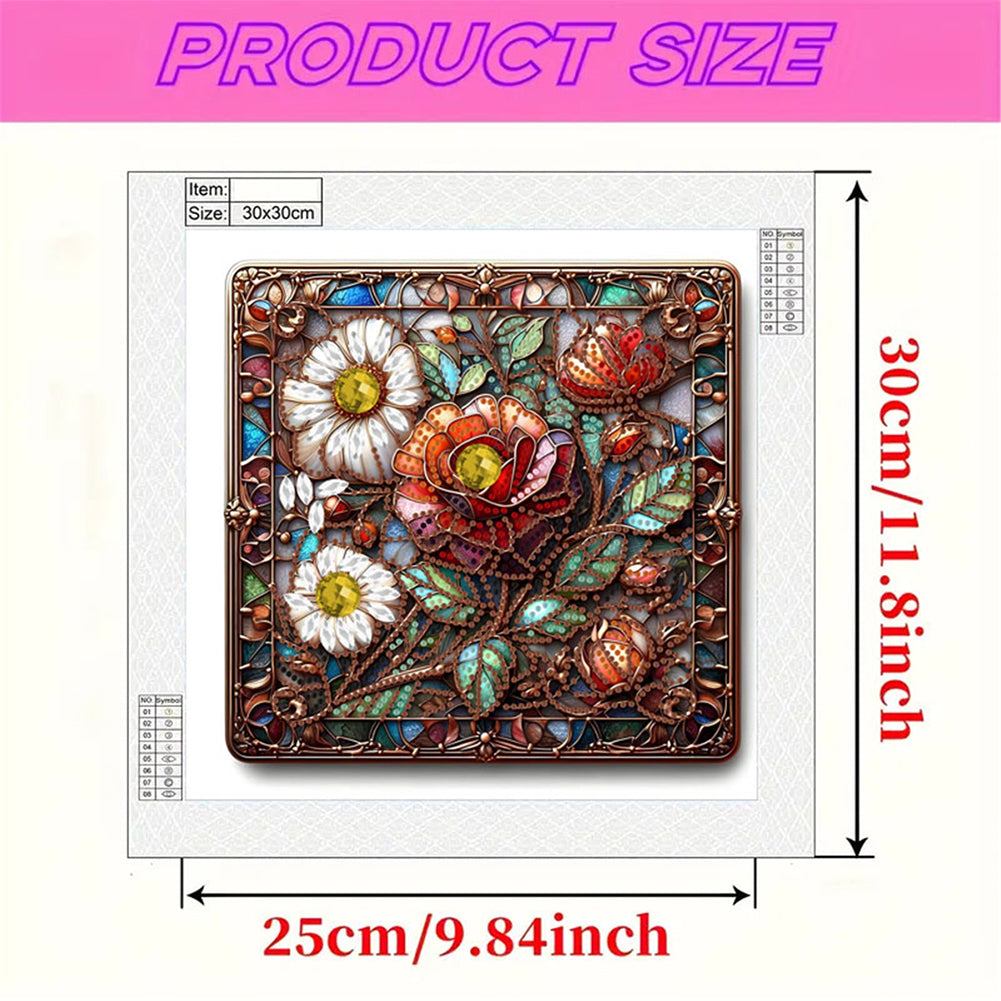 Glass Flower - Special Shaped Drill Diamond Painting 30*30CM