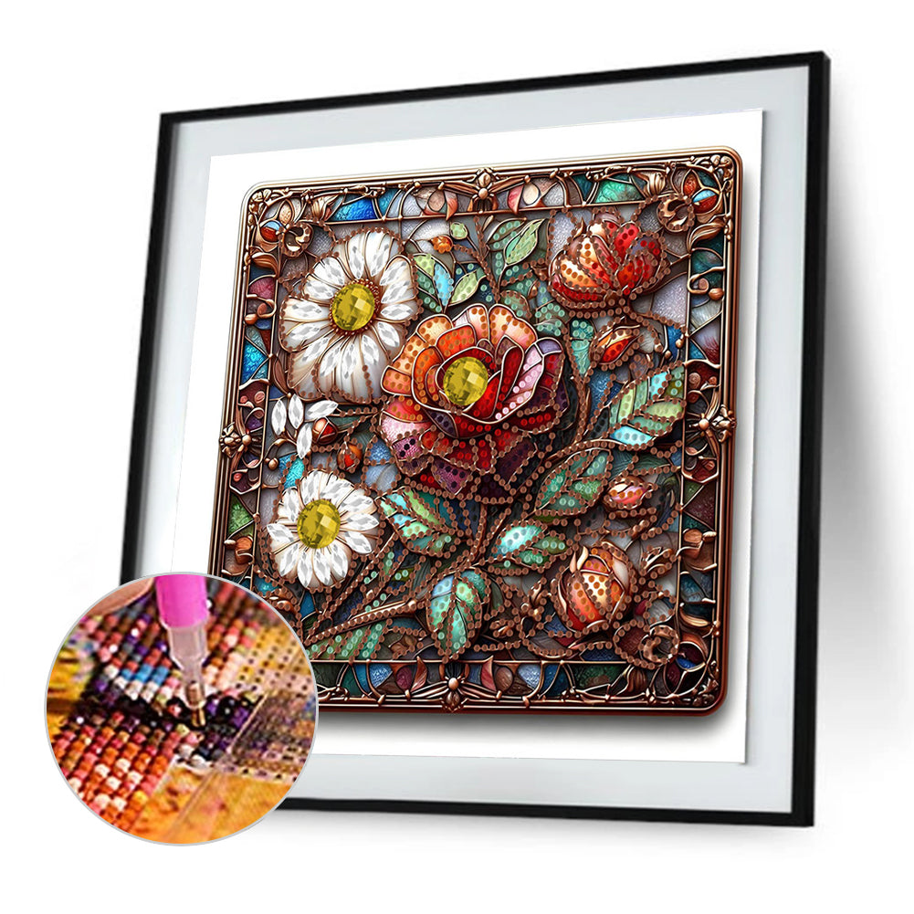 Glass Flower - Special Shaped Drill Diamond Painting 30*30CM