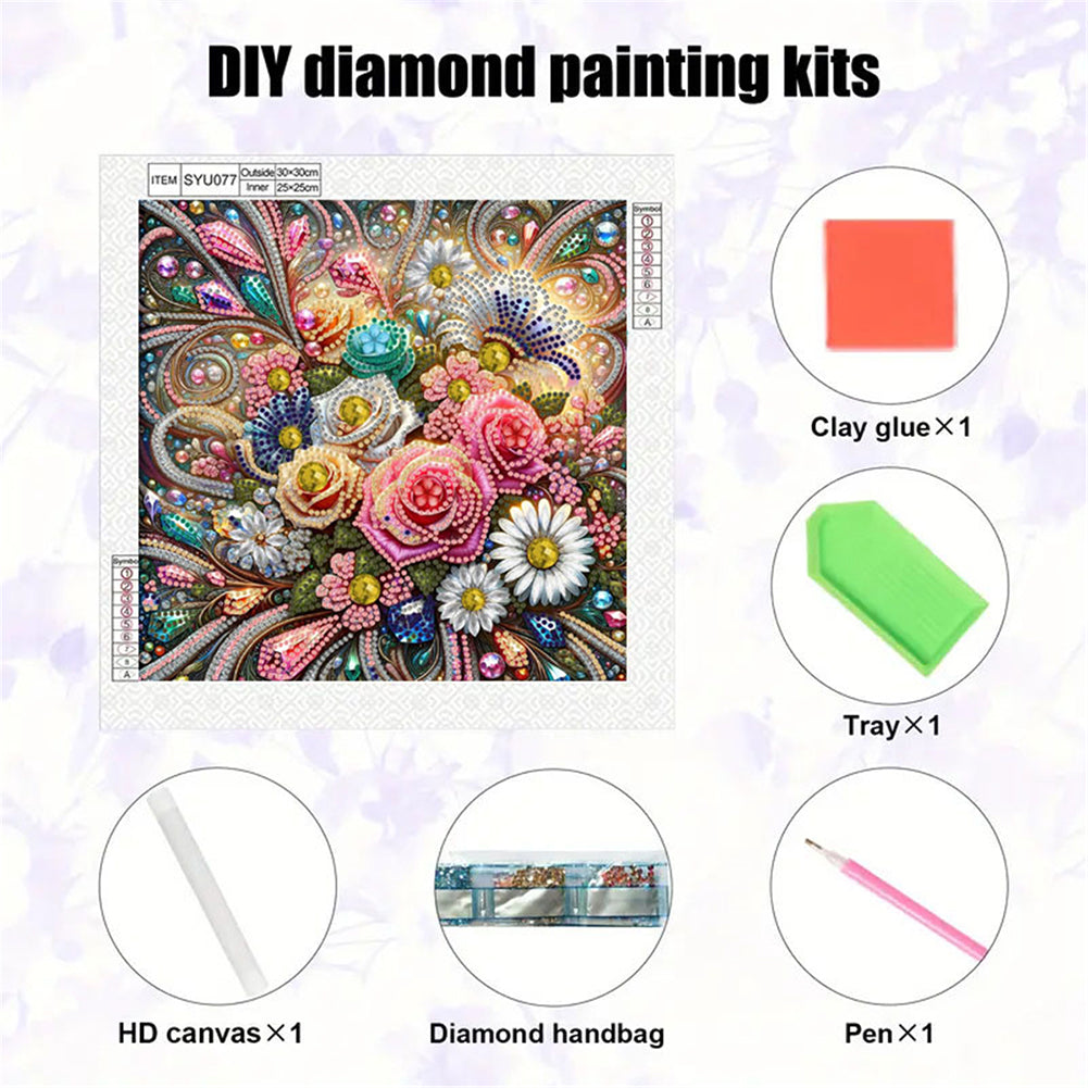 Blooming Flower - Special Shaped Drill Diamond Painting 30*30CM