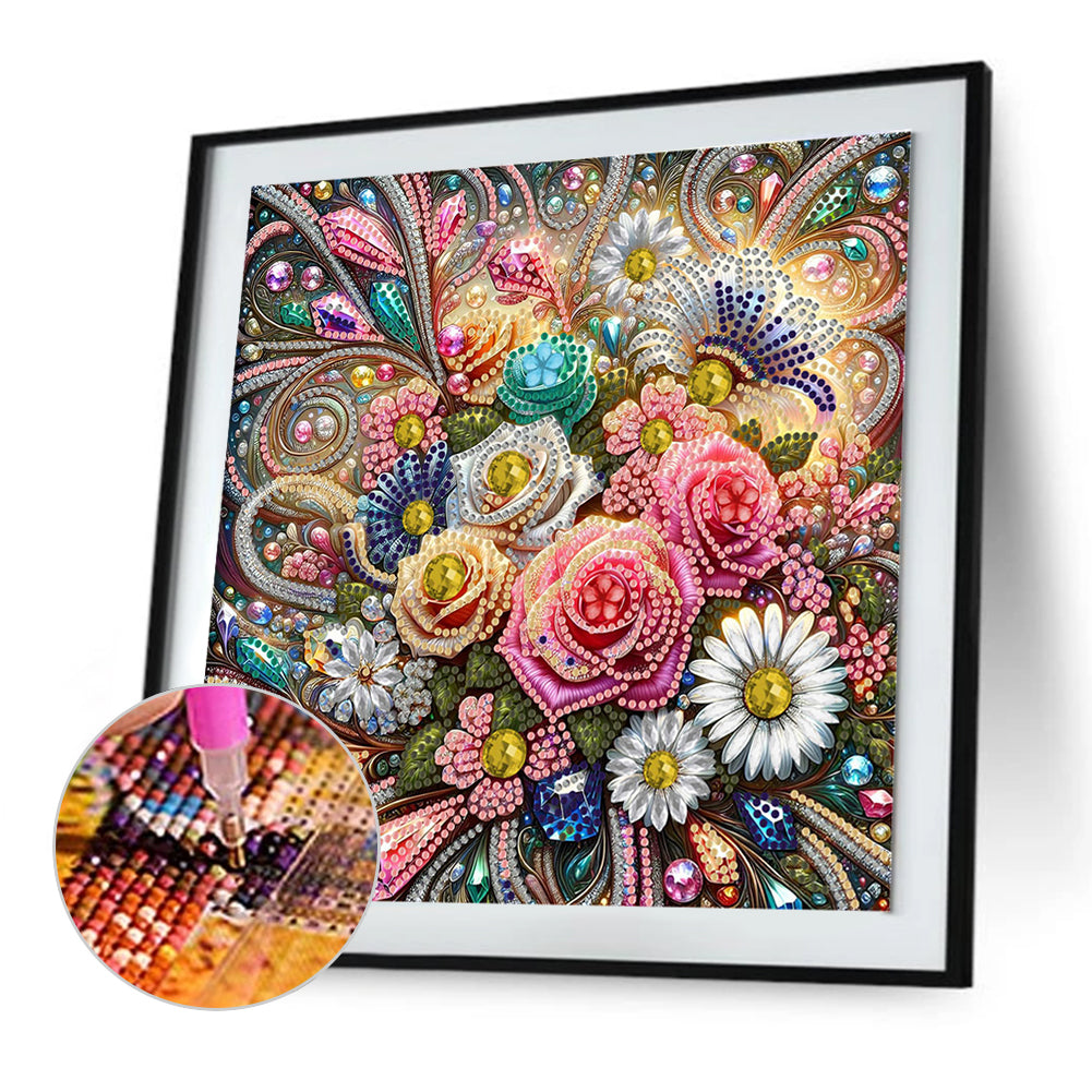 Blooming Flower - Special Shaped Drill Diamond Painting 30*30CM