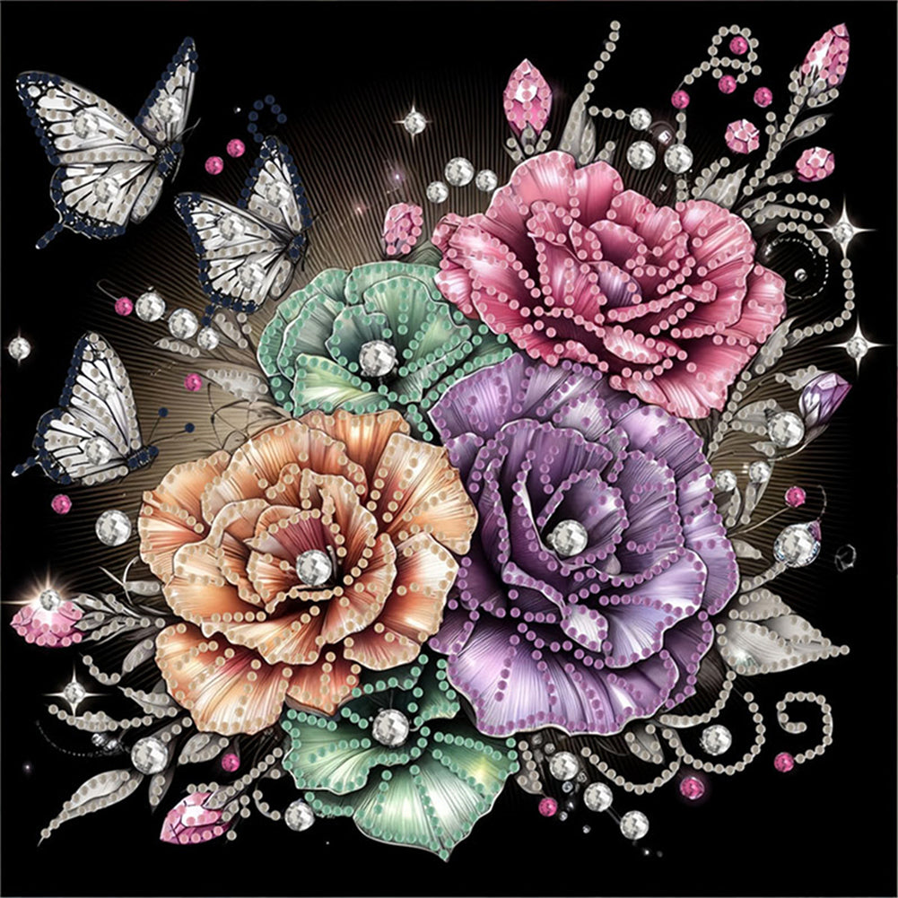 Blooming Flowers - Special Shaped Drill Diamond Painting 30*30CM