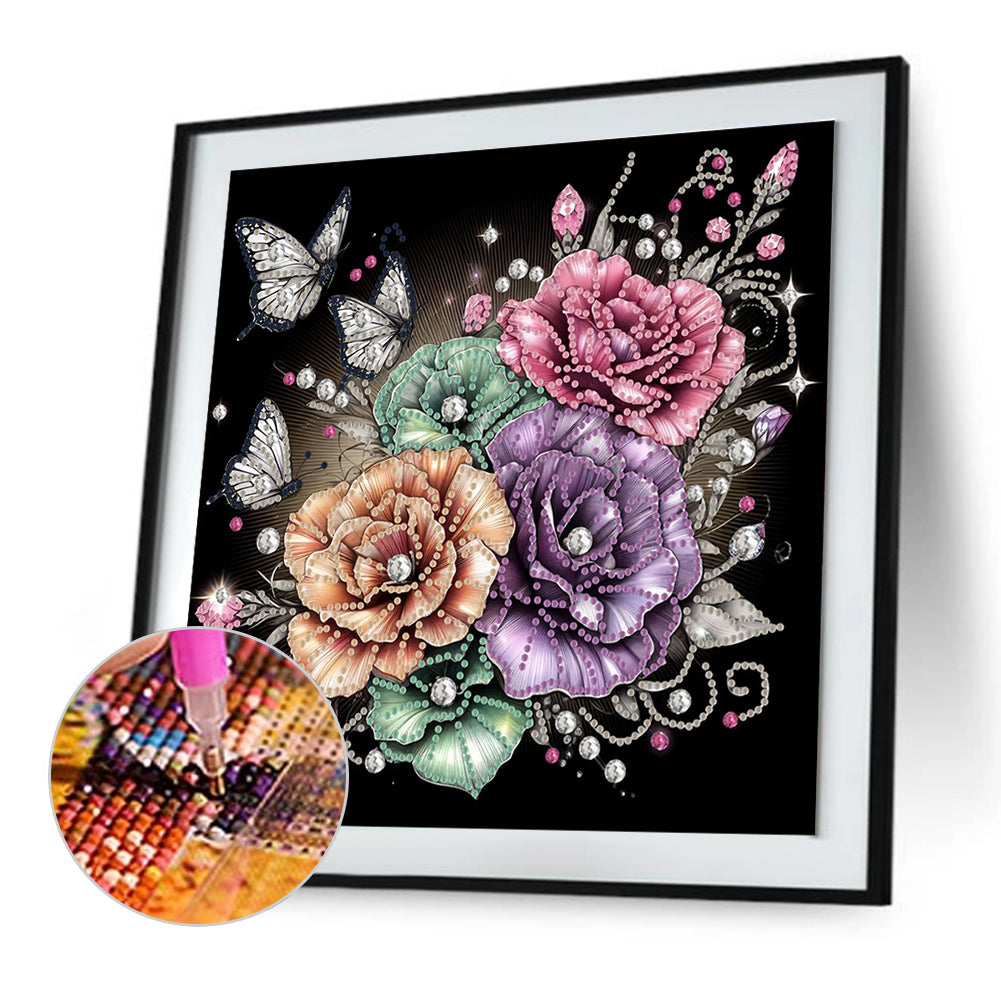 Blooming Flowers - Special Shaped Drill Diamond Painting 30*30CM