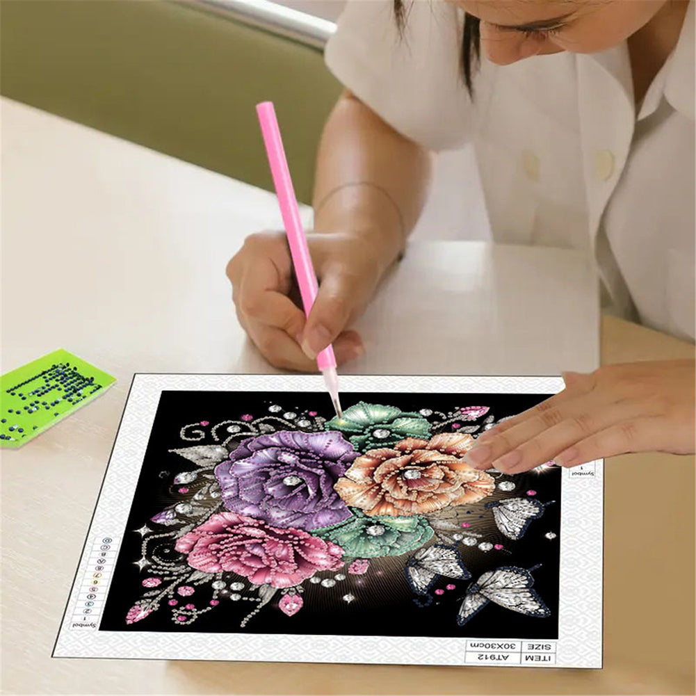 Blooming Flowers - Special Shaped Drill Diamond Painting 30*30CM