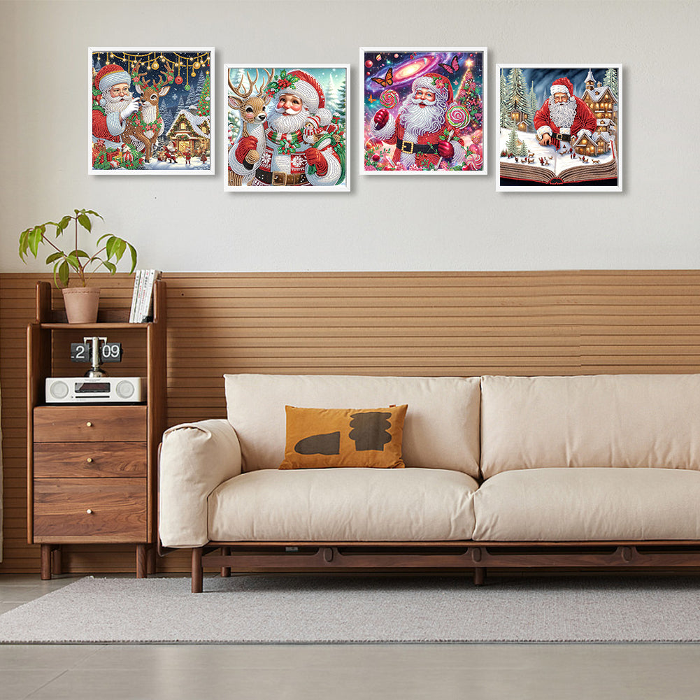 4 Pcs Christmas - Special Shaped Drill Diamond Painting 30*30CM