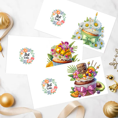6PCS DIY Diamond Art Greeting Cards Drinks Pattern Congratulations Cards & Gifts