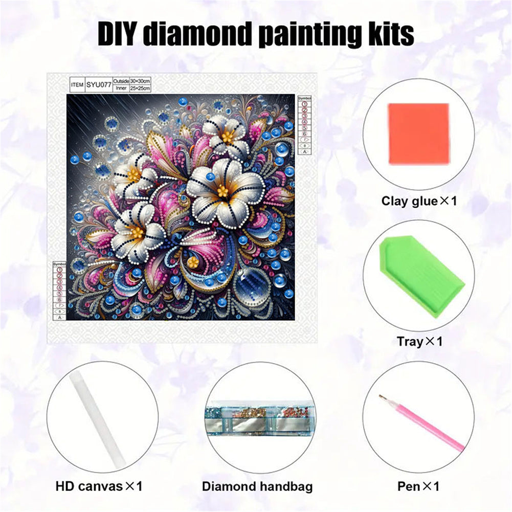 Blooming Flowers - Special Shaped Drill Diamond Painting 30*30CM