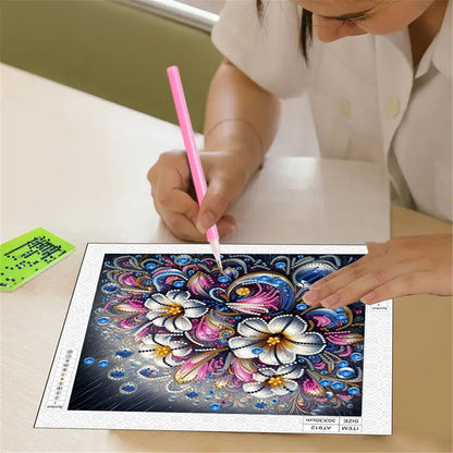 Blooming Flowers - Special Shaped Drill Diamond Painting 30*30CM