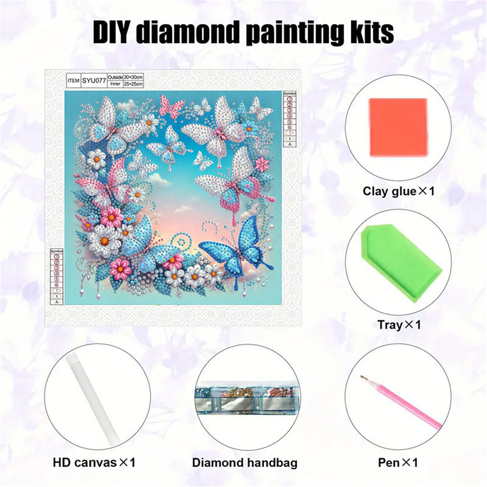 Butterfly Wreath - Special Shaped Drill Diamond Painting 30*30CM