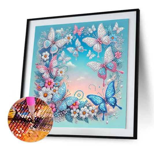 Butterfly Wreath - Special Shaped Drill Diamond Painting 30*30CM