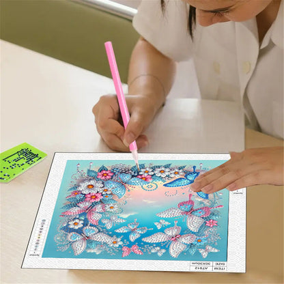Butterfly Wreath - Special Shaped Drill Diamond Painting 30*30CM