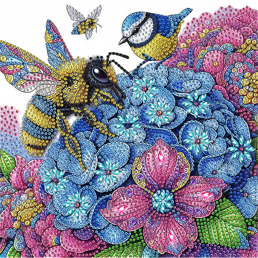 Hydrangea Bee - Special Shaped Drill Diamond Painting 30*30CM