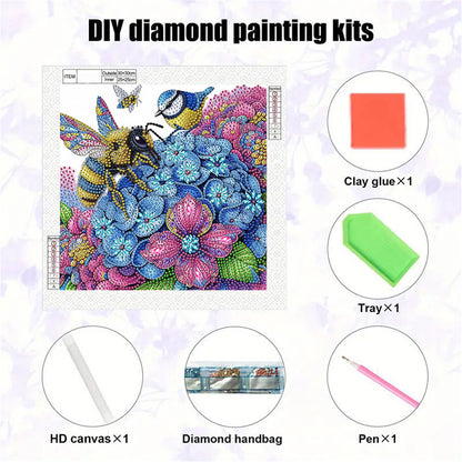 Hydrangea Bee - Special Shaped Drill Diamond Painting 30*30CM