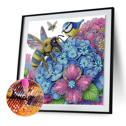 Hydrangea Bee - Special Shaped Drill Diamond Painting 30*30CM