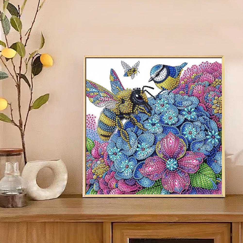 Hydrangea Bee - Special Shaped Drill Diamond Painting 30*30CM