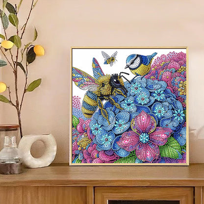 Hydrangea Bee - Special Shaped Drill Diamond Painting 30*30CM
