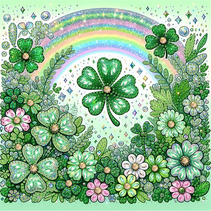 Blooming Lucky Clover - Special Shaped Drill Diamond Painting 30*30CM