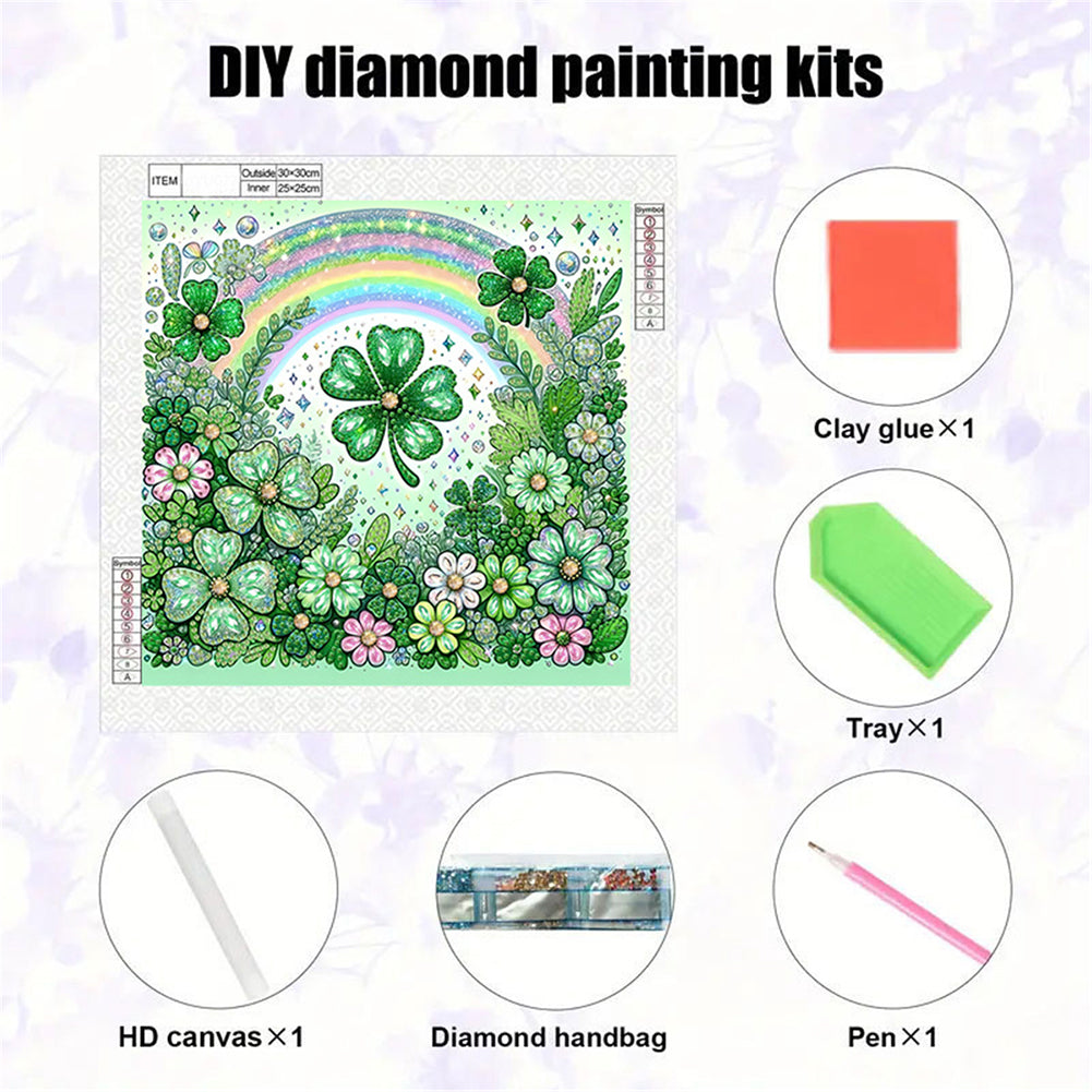 Blooming Lucky Clover - Special Shaped Drill Diamond Painting 30*30CM