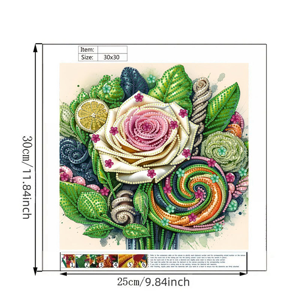Blooming Flowers - Special Shaped Drill Diamond Painting 30*30CM