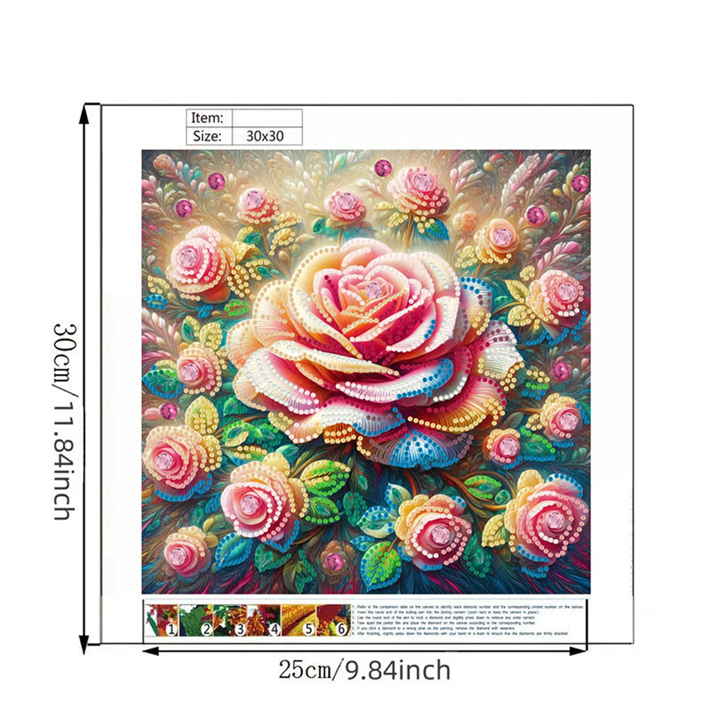 Blooming Flowers - Special Shaped Drill Diamond Painting 30*30CM