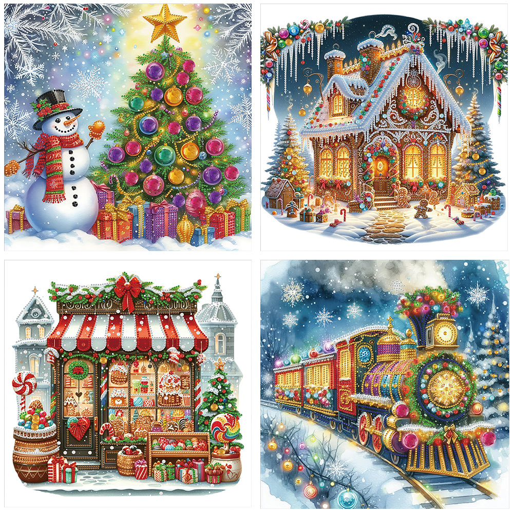 4 Pcs Christmas - Special Shaped Drill Diamond Painting 40*40CM