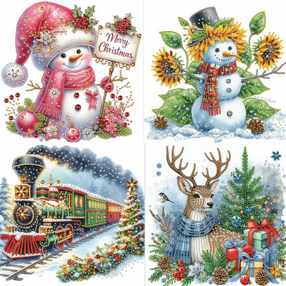 4 Pcs Christmas - Special Shaped Drill Diamond Painting 30*30CM
