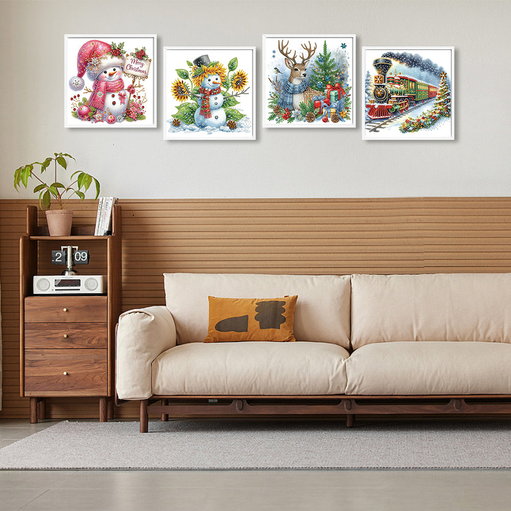 4 Pcs Christmas - Special Shaped Drill Diamond Painting 30*30CM