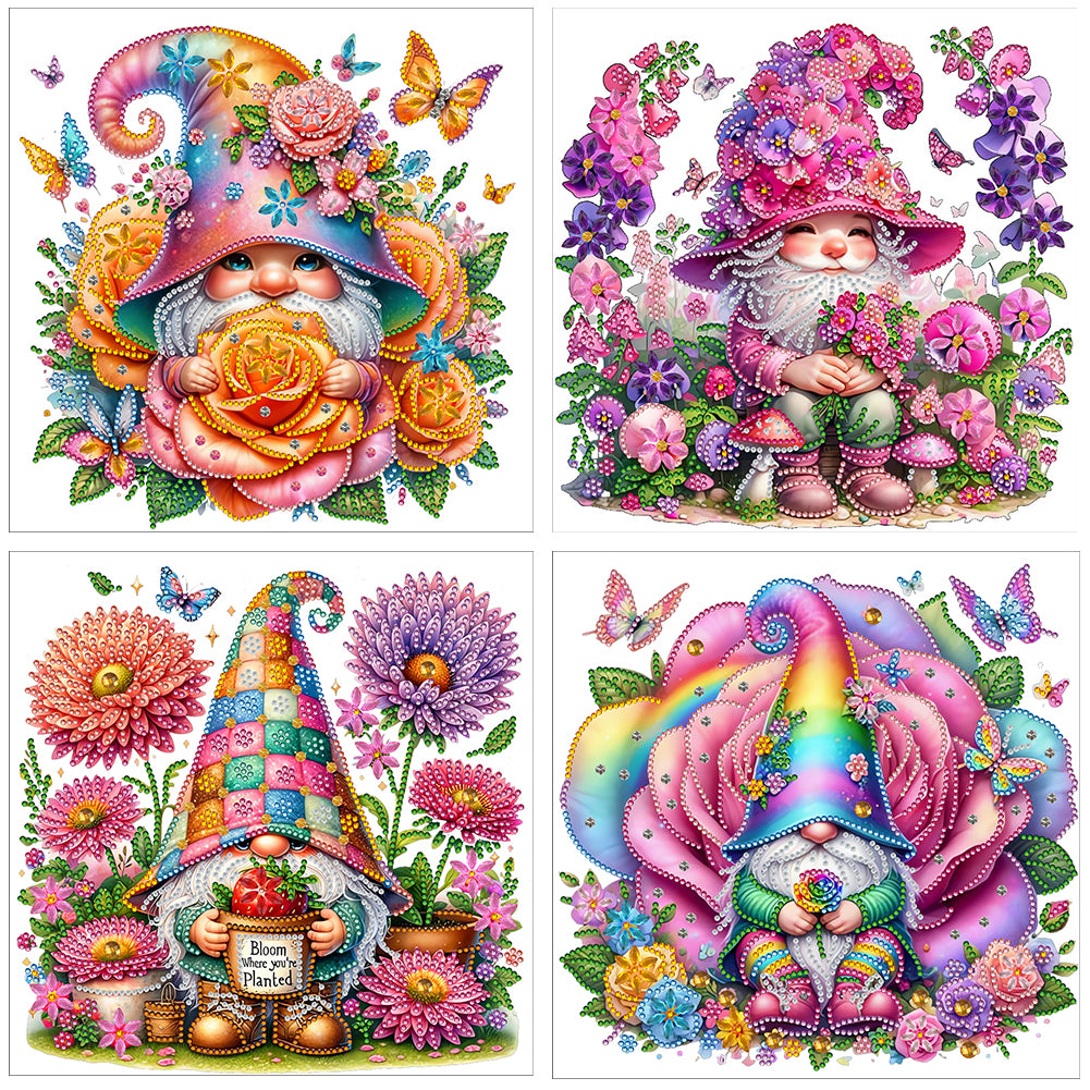 4 Pcs Gnome - Special Shaped Drill Diamond Painting 30*30CM