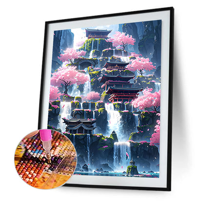 Dream Waterfall City - Full Round Drill Diamond Painting 40*50CM