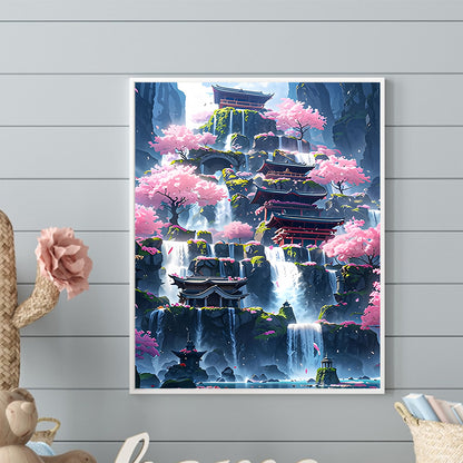 Dream Waterfall City - Full Round Drill Diamond Painting 40*50CM