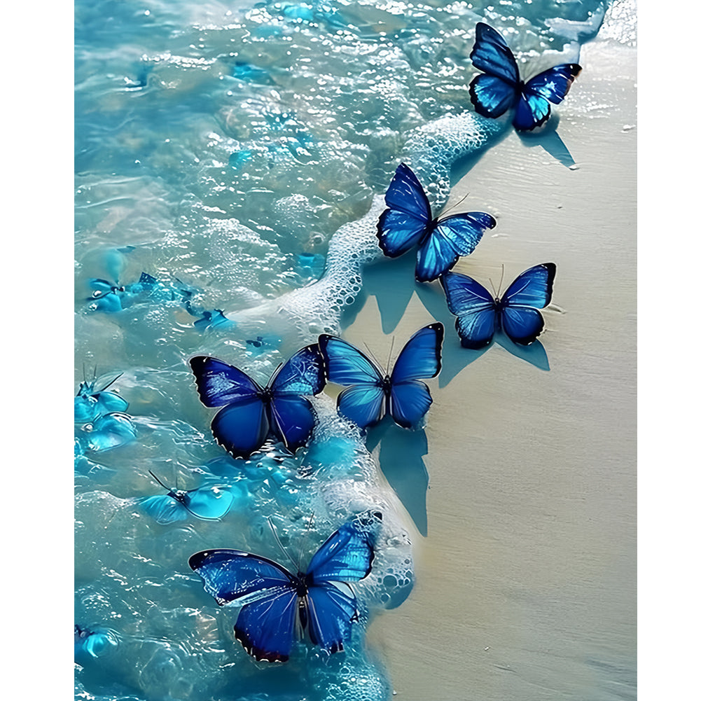 Beach Butterfly - Full Round Drill Diamond Painting 40*50CM