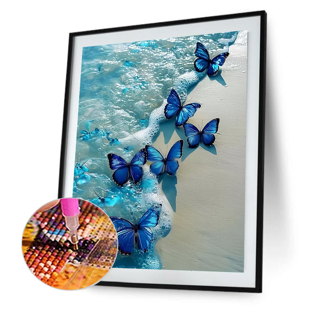 Beach Butterfly - Full Round Drill Diamond Painting 40*50CM