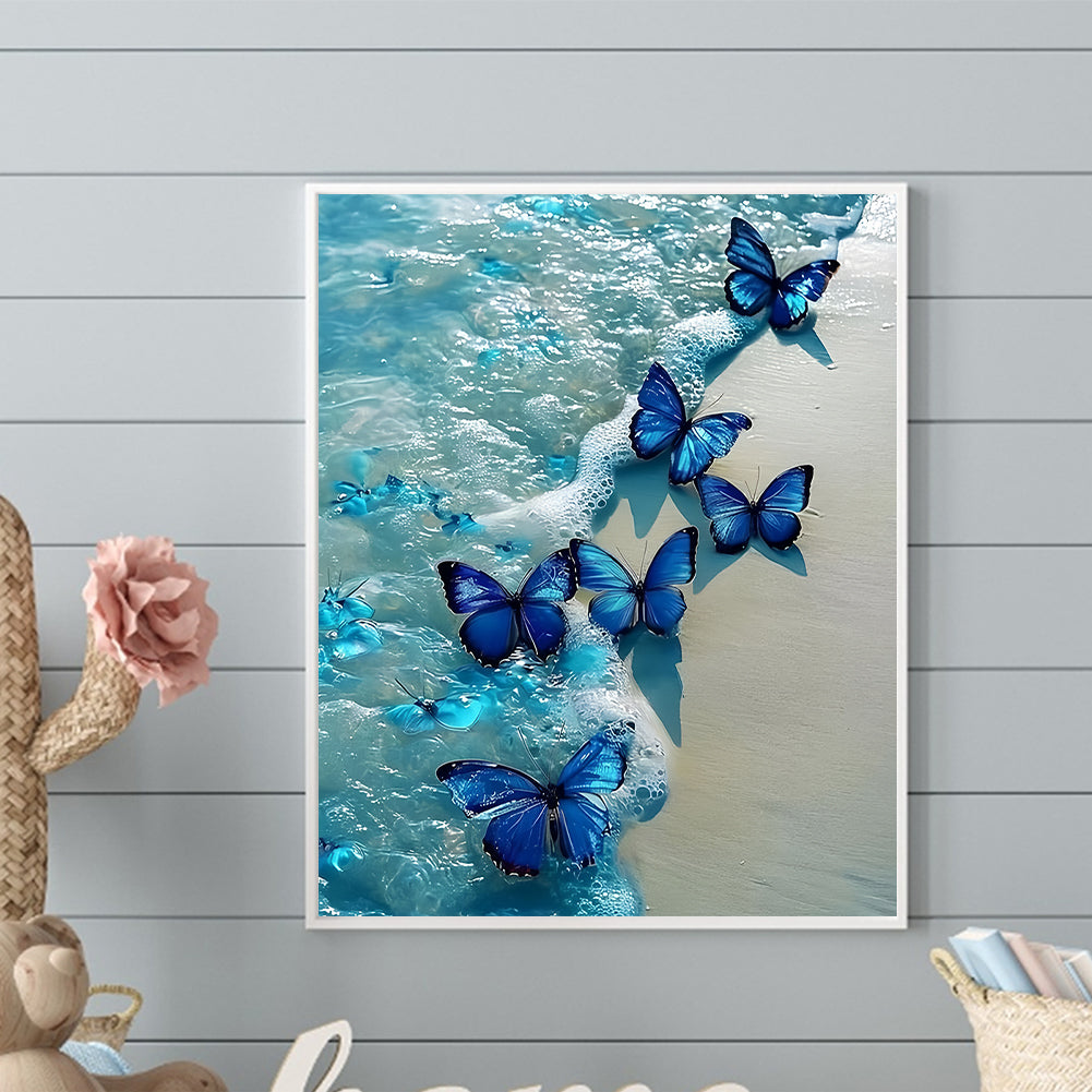 Beach Butterfly - Full Round Drill Diamond Painting 40*50CM