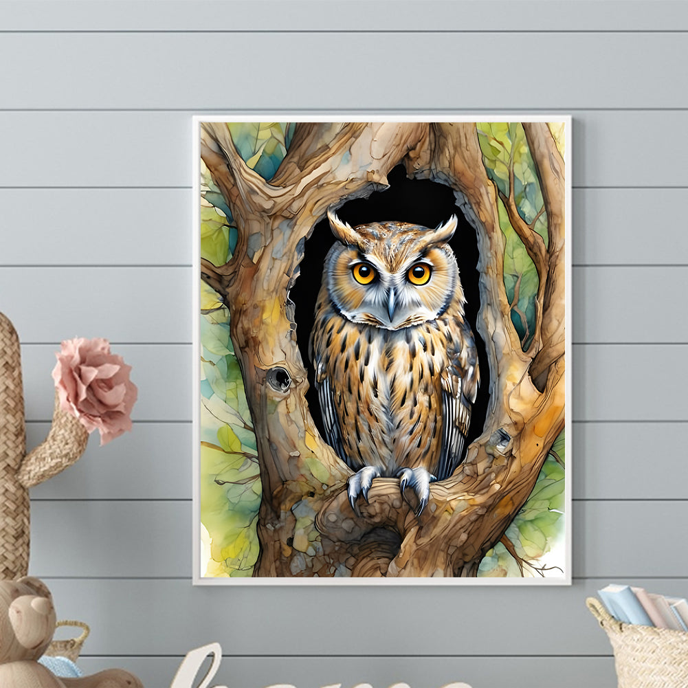 Owl - Full Round Drill Diamond Painting 40*40CM